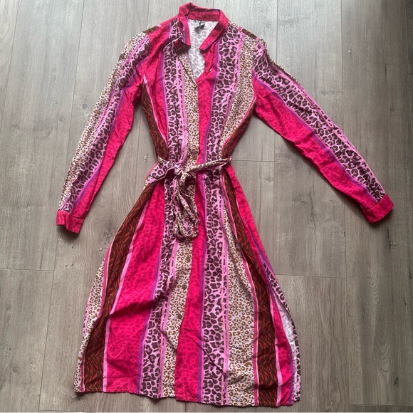blank london Dresses & Skirts - Blank London - Pink and Animal Print Striped Dress - size 4